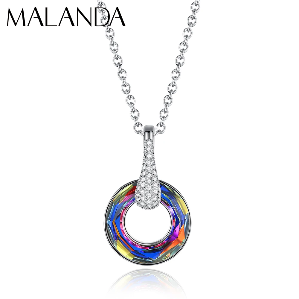 Malanda оригинальный Кристалл от Swarovski цепочка с кулоном из вулканического камня для