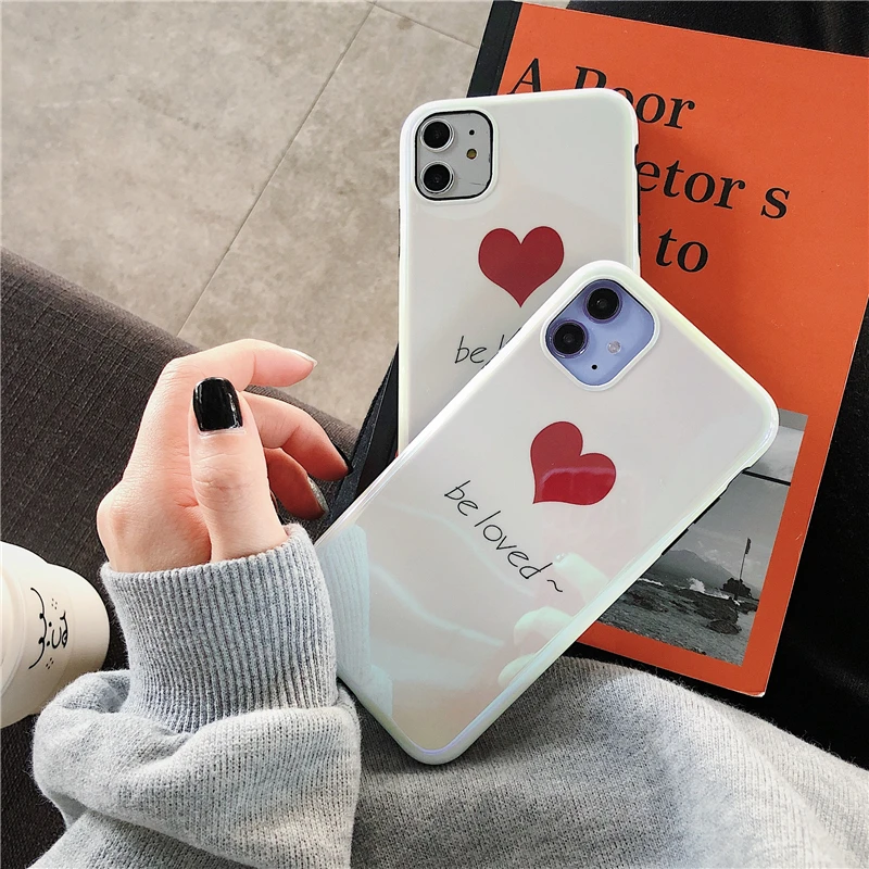 Яркий однотонный чехол для телефона с сердечком для Iphone 11 Pro Max X Xr Xs Max 6s 7 8 Plus простой милый мягкий IMD; гладкий чехол-накладка