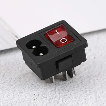 

Red Rocker Switch Fused Inlet Power Socket Fuse Switch Connector Plug Connector 250V AC