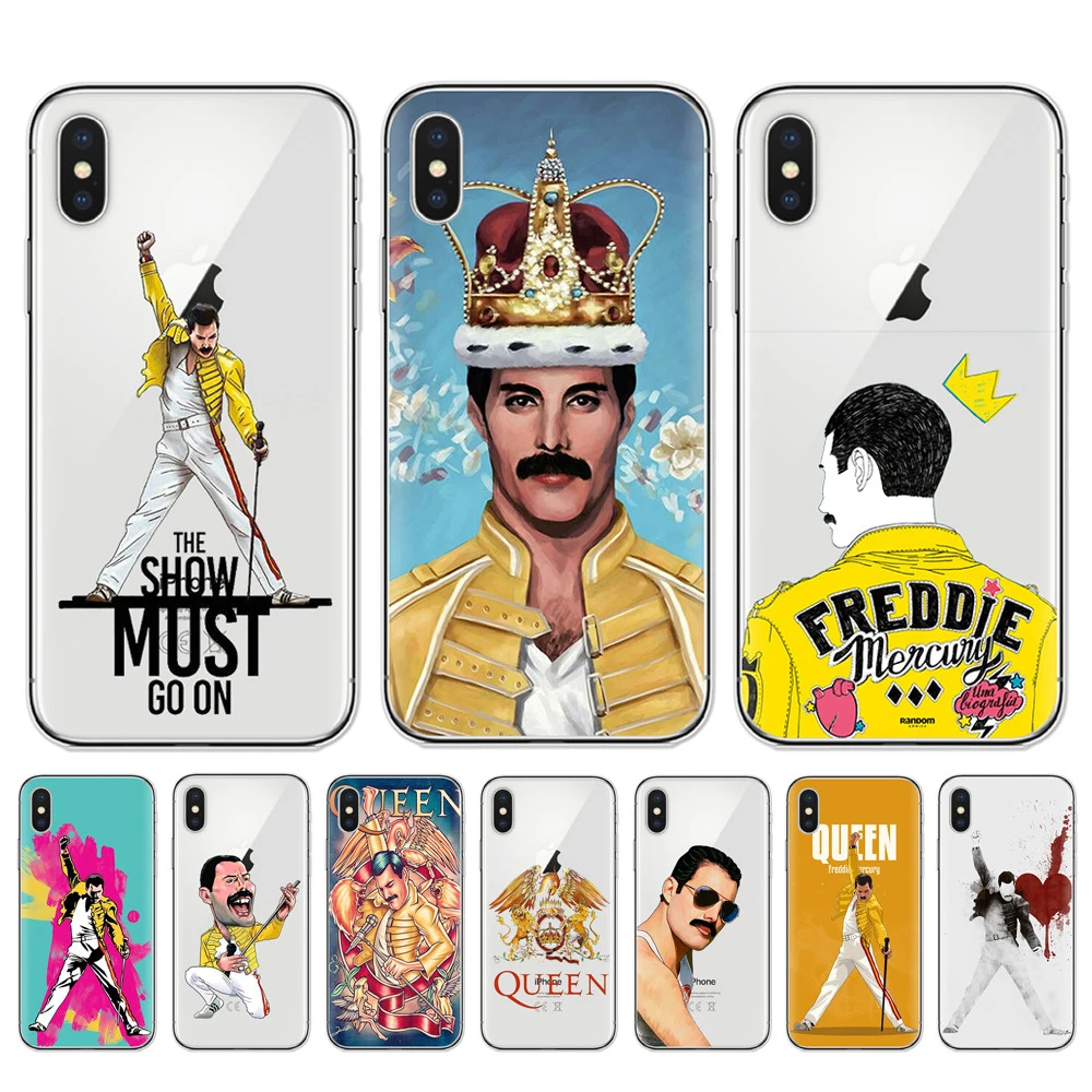 Freddie Mercury Queen Band Cell Phone Cover Case For iPhone 8 8Plus 7 7Plus 6 6S Plus 5S SE X XR XS Max Soft Silicone TPU Cases |