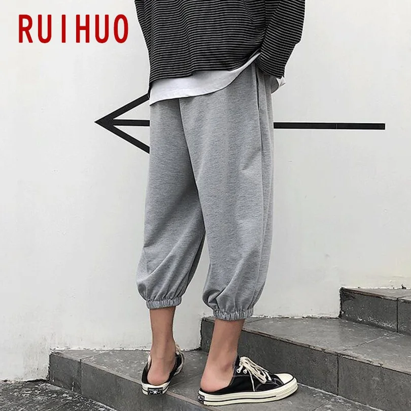RUIHUO свободные ботильоны-Длина Штаны Для мужчин японский уличная гарем Штаны, мужские брюки джоггеры Для мужчин Штаны в стиле «хип-хоп» впитывает пот и Штаны XXL