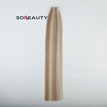 

Sobeauty Tape In Hair Extensions Human Hair Skin Weft Seamless Tape On Hair 2.5g/Pcs Ombre Balayage Color Blonde Hair