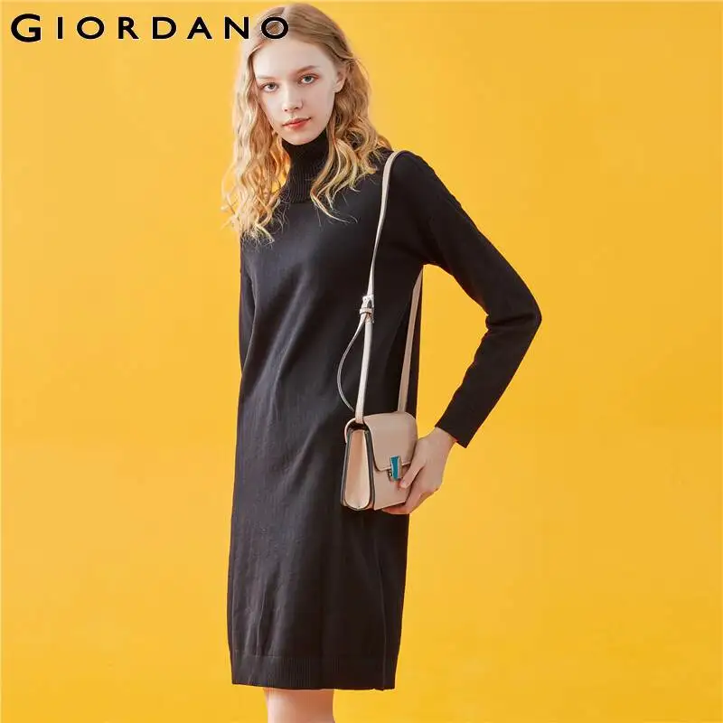 Giordano женское трикотажное платье с высоким воротом|Платья| |