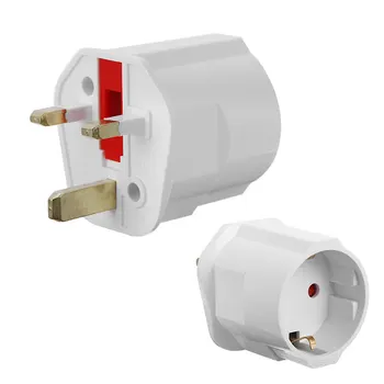 

Universal European 2 Pin to UK 3 Pin Plug Adaptor Euro EU Schuko Travel Mains Adapter EU to UK Plugs 16A 250V