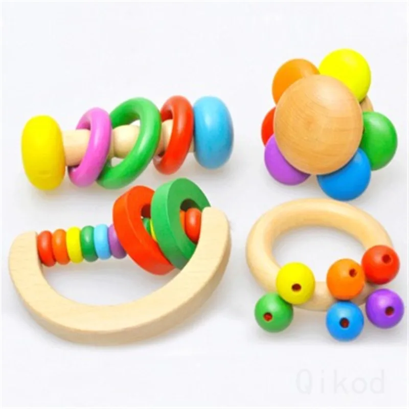 Rattle Montessori Educational Wooden toy 3D Puzzle Wooden Sensory Mathematics Jigsaw Brain Training Early Intellectual Learning