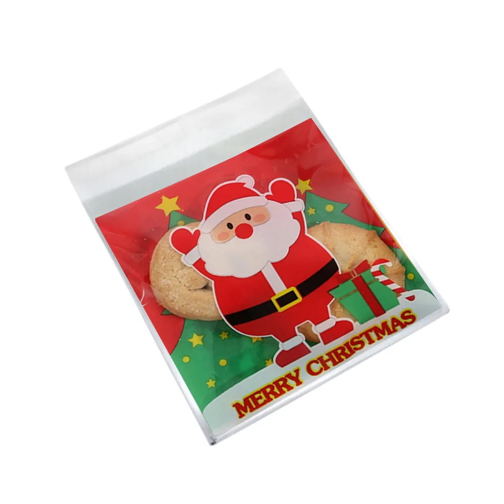 100 шт новейший Рождественский самоклеющиеся печенье конфеты упаковка, подарочные пакеты целлофан вечеринка