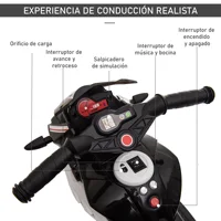 Moto Eléctrica Infantil HOMCOM 3 Ruedas con Luces, Música y Bocina 4