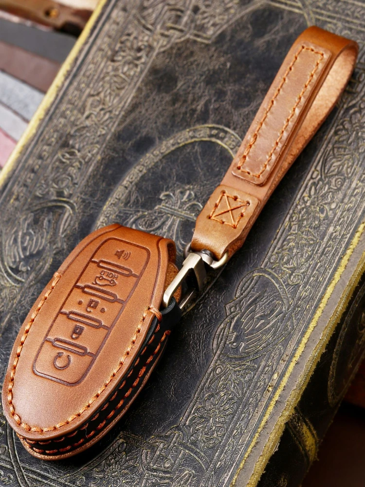 Copertura di protezione della cassa chiave dell'automobile di cuoio di nuovo arrivo per Nissan Infiniti QX50 Q50L accessori per lo Styling delle coperture del supporto dell'automobile 9 4.JPG