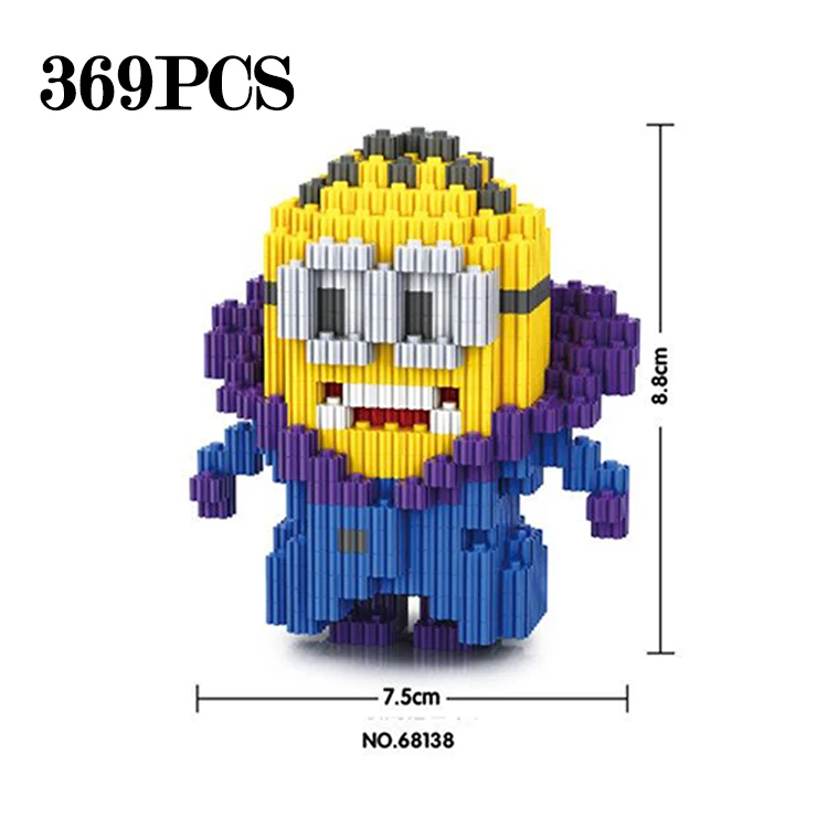 369pc Minions Строительные блоки, игрушки для детей, Super Mario Bros, алмазные мини-блоки, Doraemoned, супер герой, Narutoes, Звездные войны, Детский Рождественский подарок - Цвет: 369pc Minions