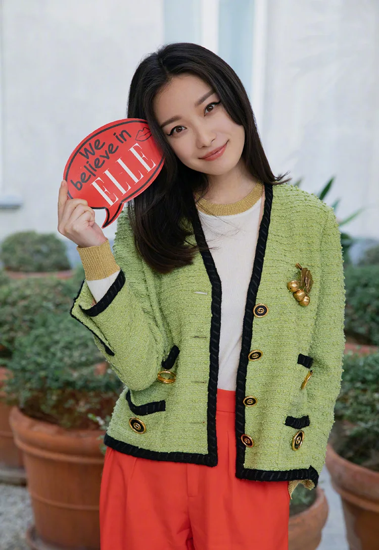 

Autumn Coat 2019 with Apple Green Small Fragrant Tweed V Collar Small Coat Temperament Famous Prostitute Jackets Coat Woman