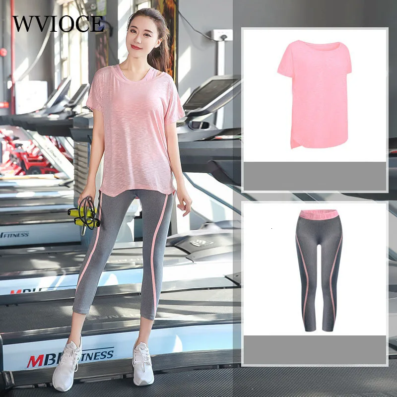 

Women Yoga Set Gym Fitness Clothes Shirt+pants Running Tight Jogging Workout Yoga Leggings Sport Suits Plus Size L-xxxxl