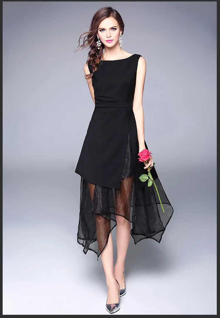 Черное соблазнительное коктейльное платье трапециевидной формы без рукавов с вырезом лодочкой и разрезом, вечерние коктейльные платья для ночного клуба Kleid