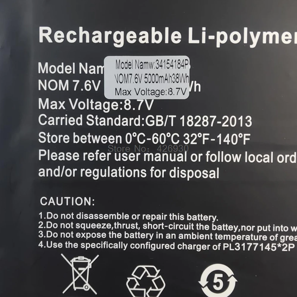 Аккумулятор для ноутбука chuwi для Aerobook G139 CWI547 CWI510 HW-34154184 34154184P 7,6 V 5000mAh 38WH Новинка