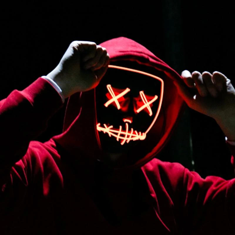 Светодиодная маска на Хэллоуин, вечерние маскарадные маски, неоновая маска, светильник светится в темноте, тушь для ресниц, страшная маска, светящаяся маска, Очищающая маска
