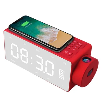 

S91S New Wireless Bluetooth Speaker Bedroom Bedside Speaker Supports Mobile Phone Wireless Charging Clock Projection TF Card FM