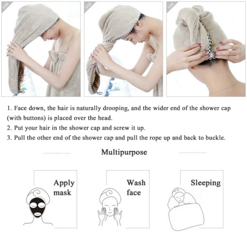 Hair Wrapped Bathing Towel Thick Shower Cap Quickly Dry Coral Velvet Dry Hair Cap Head Wrap Bathing Tools