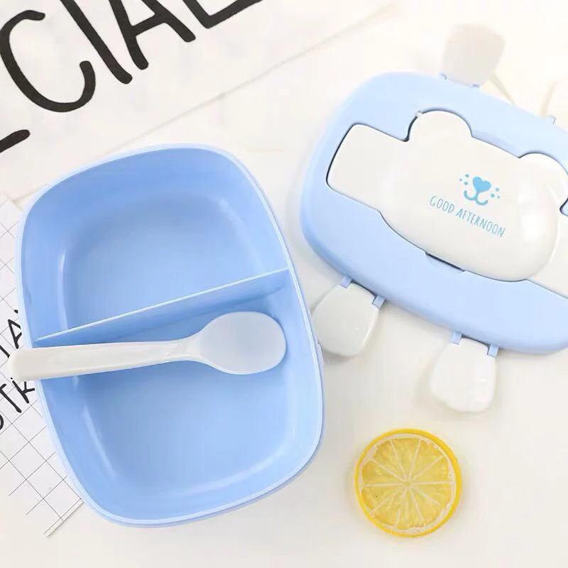Детский мультфильм прекрасный Bento коробки двухслойный пластиковый Ланч бокс