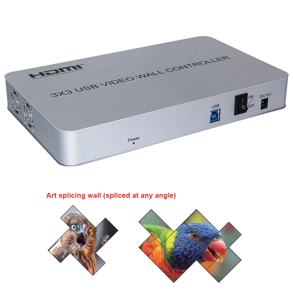 

3x3 USB Video Wall Controller HDMI Video Wall Processor USB 3.0 Input 9 HDMI Output Converter 4K 1080P Art Splicing Stitching