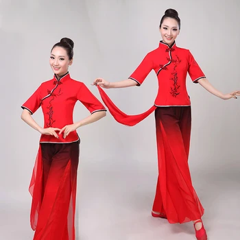 Yangge odzież kobieta 2020 nowy klasyczny taniec wydajność ubrania Elegan etap kostium chiński taniec ludowy kostium dla kobiety tanie i dobre opinie Kostium do tańca Yangko POLIESTER WOMEN Yangko dance-003