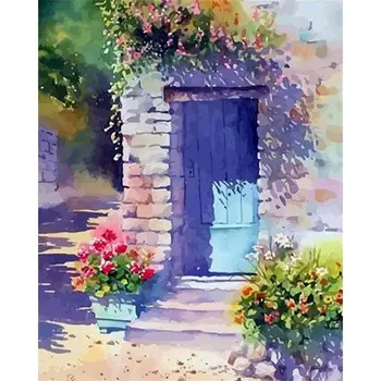 

SELILALI Front Door Flower Paint By Numbers Kits Diy Framed On Canvas Handmade Oil Picture By Number Living Roome Wall Decor