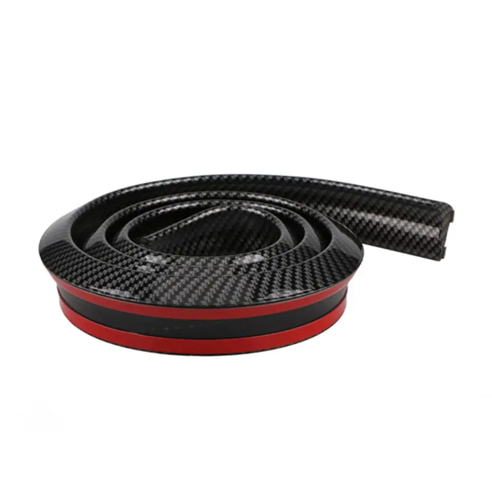 

Black Soft Carbon Fiber Car Rubber Bumper Strip Outside Bumper Exterior Front Bumper Lip Kit Car bumper Strip Hot Sale