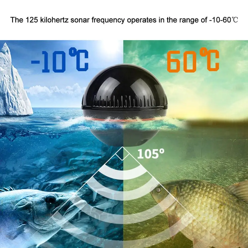 

157ft Portable Wireless Bluetooth Smart Fish Finder Sonar Fishfinder Compatible With Ios Android Phones For Dock Shore Boat Ice