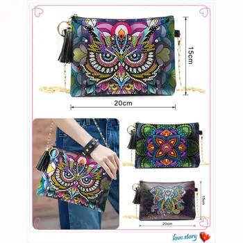 

Diamond Painting Chain Bags Owl Mandala Elephant 5D DIY Diamond Embroidery Special Shaped Wallet Women Christmas Gifts