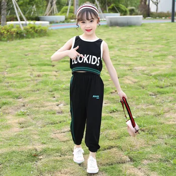 

Girls Clothes Summer Tracksuit For Children Letter Vest Casual Pants 2pcs Sets Sportswear For Tee Girls Clothing Kids Outerwear