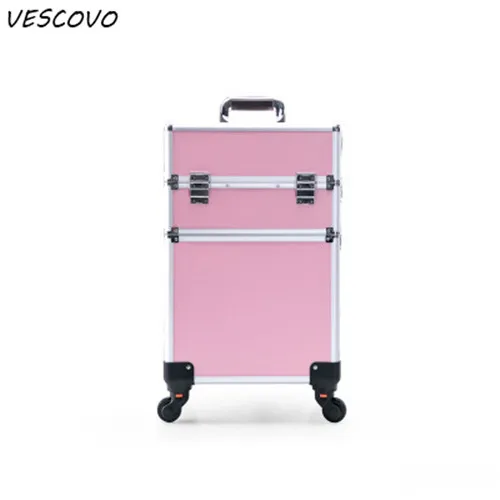 2 layer VESCOVO, многослойный профессиональный косметический чехол на колесиках, портативный, для макияжа, женский, для нейл-арта, тату, для красоты, для путешествий, чехол на колесиках - Цвет: 2 layer