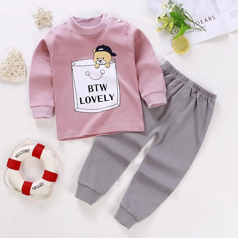 2022 Baby Pajamas Set Long Sleeve Tshirt Pants Clothing Suit Infant Toddler Boy Girl Christmas Clothes Home Outfits Baby Set Baby Clothing Set medium Baby Clothing Set