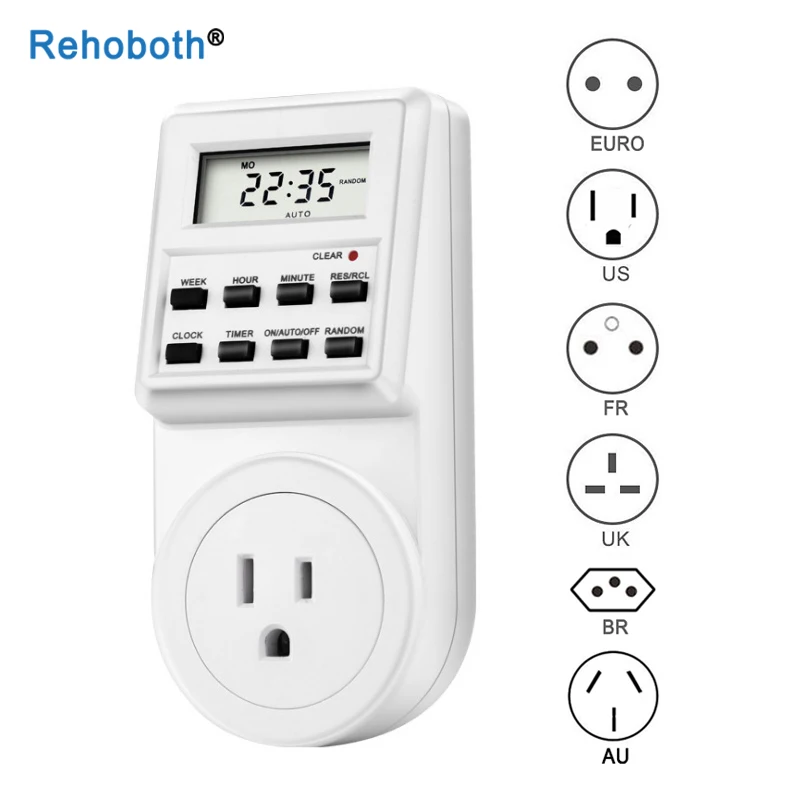 AC 220V/110V EU UK US FR BR вилка Цифровой Программируемый Еженедельный Электрический