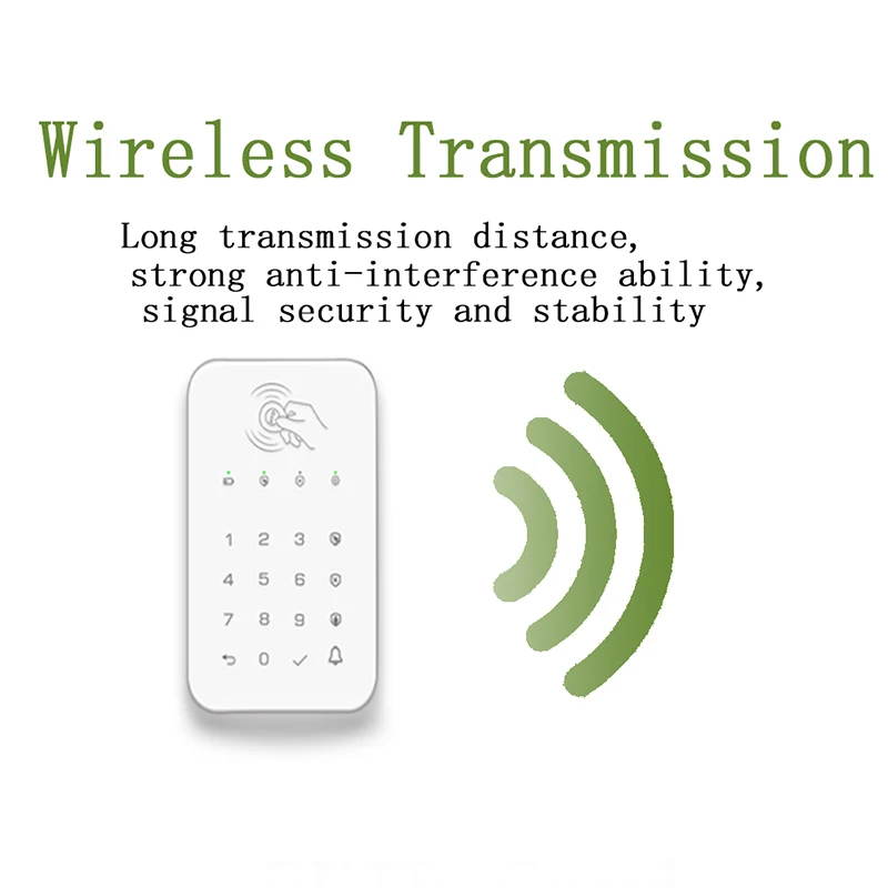 무선 터치 키보드 잠금 장치 433Mhz 주파수 Ev1527 무기 해제 보안 시스템 암호 RFID 연결 경보 허브 인코딩