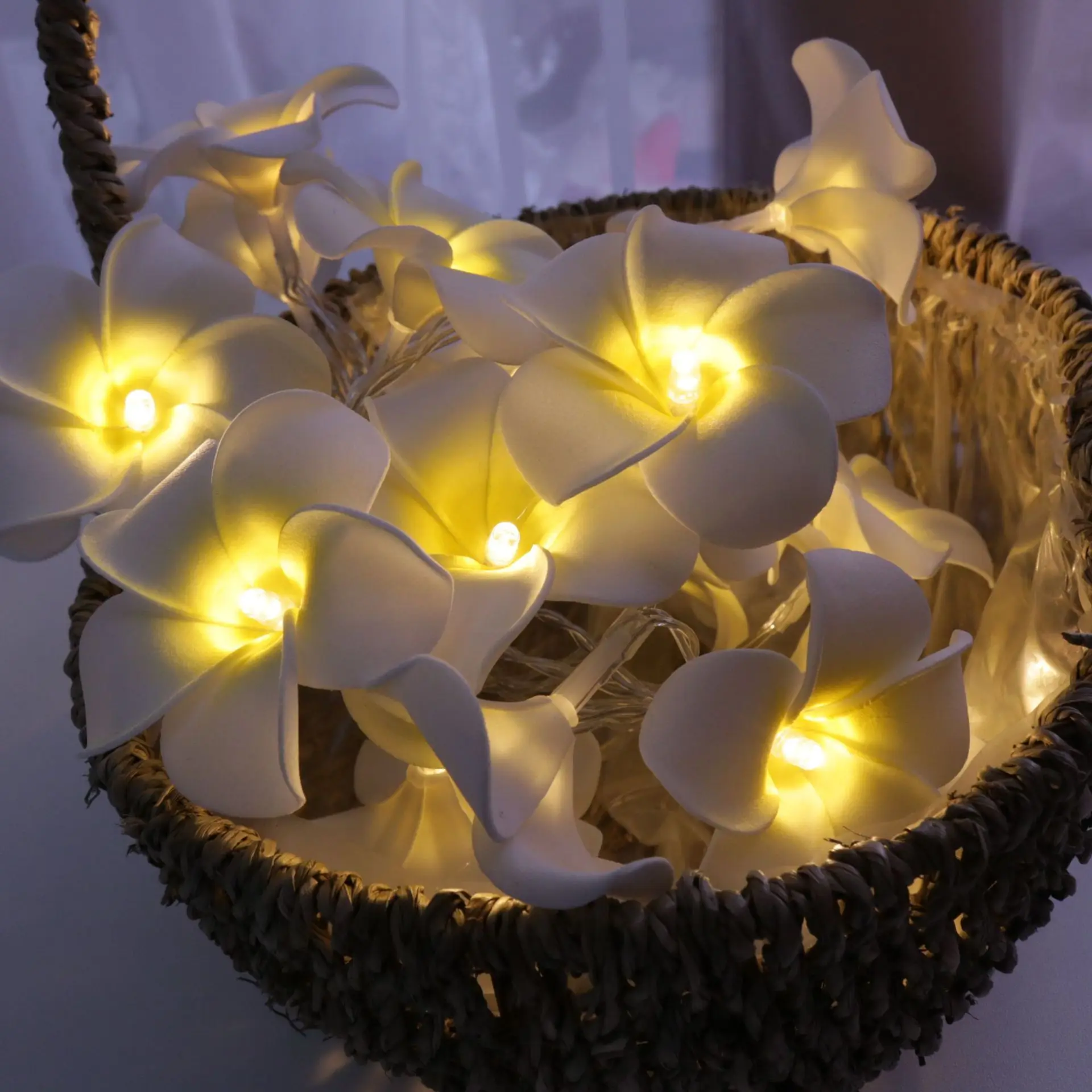 

New Years Fairy Light String Light Plumeria Flower Valentine's Day Wedding Holiday Party LED Light Bedroom Garland Decoration