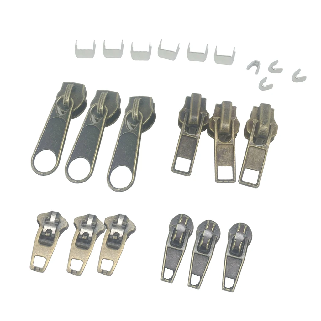22 Pieces Replacement Zipper Tags Zip Fixer for Clothes Suitcase or Bags, Silver