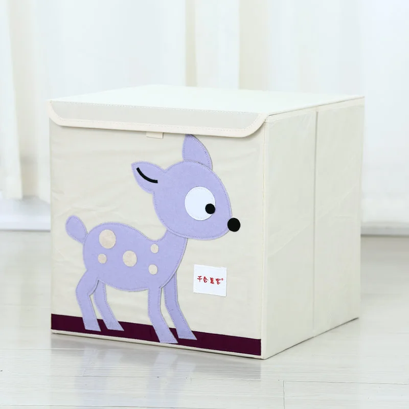 Cube Oxford Cloth Animal Embroider Folding Storage box kid Toys organizer children Sundries Storage Basket organizador washable