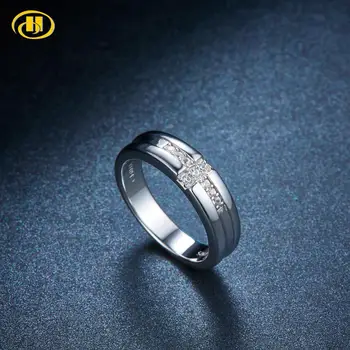 

Hutang Silver 925Jewelry Cross Women's Ring White Zircon Engagement Wedding Ring Fine Jewelry Christmas Gift anillos