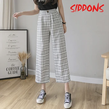 

2020Plaid Trouser Women's Original Casual Loose Style Wide Leg Pants