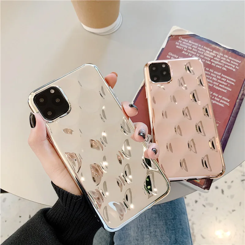 Роскошный обшивка Bump текстура чехол для телефона для iphone 11 Pro Max XR X XS Max 6 6s 7 8 plus задняя крышка модный розовый золотой милый чехол s