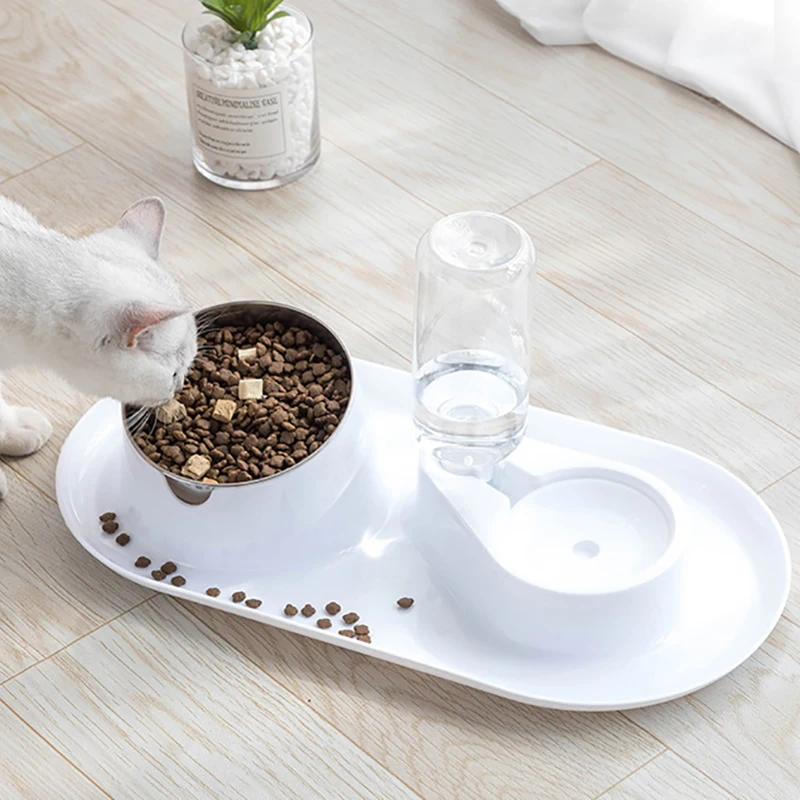 Automatic Cat Bowls Double Bowls with Raised Stand Pet Food and Water Bowls for Dogs Feeders Cat Bowl Stainless steel Dog Bowl
