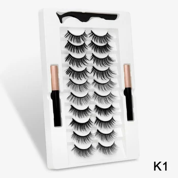 

10 Pairs Eyelashes Set Magnetic Eyeliner False Eye Lashes Tweezer Kit Long Lasting Eyelash Extension Handmade Faux Mink Hair
