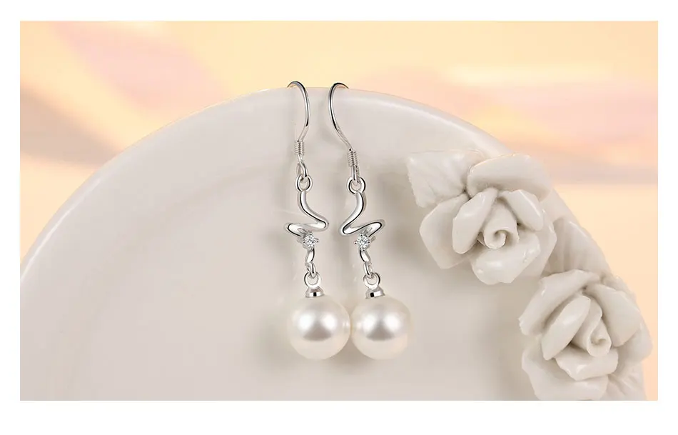 Zdadan 925 Sterling Silber lange gebogene Perle Tropfen Ohrringe für Frauen Mode Hochzeits feier Schmuck Geschenk – Detail 5