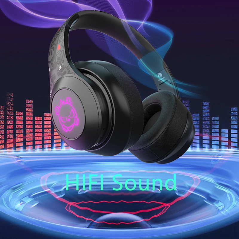 Wireless Bluetooth Headphones LED Luminous Earphone Head Mounted Foldable Deep Bass Sports Gaming Headsets For Mobile PC