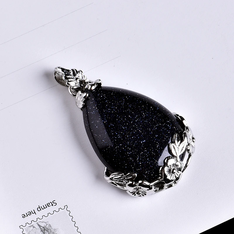 Blue sandstone 1 шт. натуральное Хрустальное розовое кварцевое ожерелье с подвеской аэробный жемчуг минеральный орнамент пара украшения Рождество DIY подарок ювелирные изделия - Цвет: Blue sandstone