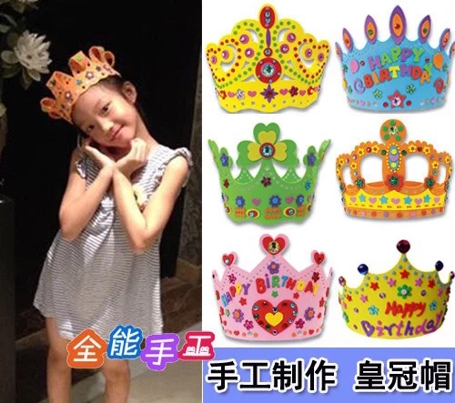 

DIY Crafts Toy Crown Creative Paper Sequins Flowers Stars Patterns Children Kindergarten Art Party Decorations