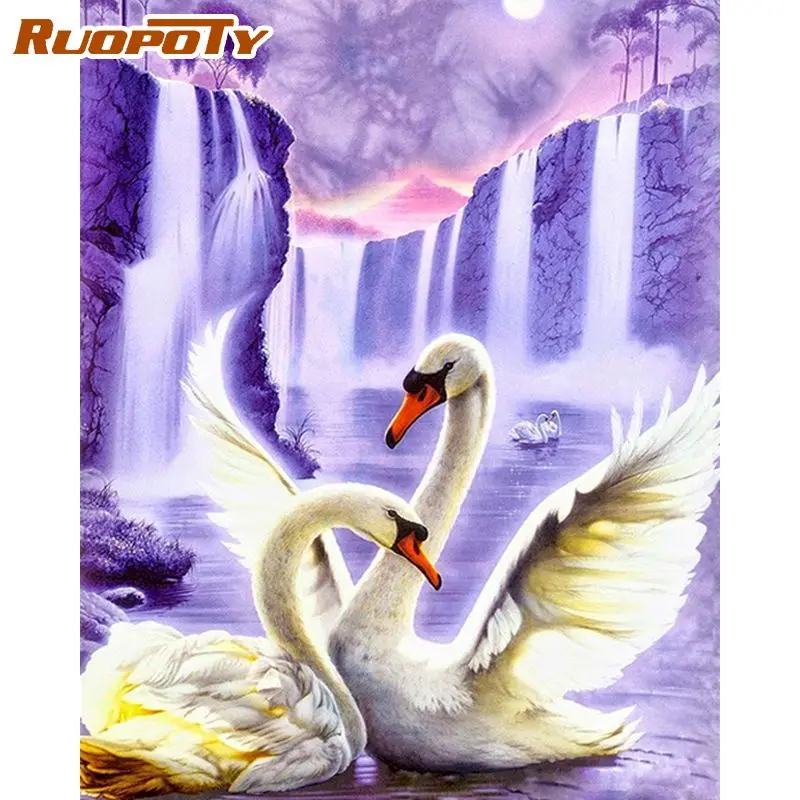 

Набор для рисования по номерам Lover Swan, набор для каллиграфии, рисование по номерам, Акриловая Краска на холсте