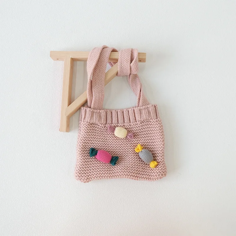 pink Monsisy/маленькая сумка для мальчиков и девочек; Детский кошелек; детская сумка через плечо; Зимняя шерстяная вязаная сумка для конфет; детская сумочка; Bolsa - Цвет: pink