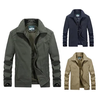 

Autumn 2020 Men Bomber Jacket Zipper Korean Cotton Turtleneck Retro Waterproof Windbreaker Ropa De Hombre Tactical Jackets E5