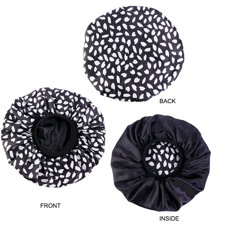 New Women Big Size Beauty print Satin Silky Bonnet Sleep Night Cap Head Cover Bonnet Hat for For Curly Springy Hair BlackTJM-408C Extra Large Print Satin Silky Bonnet Sleep CapTJM-408B Extra Large Print Satin Silky Bonnet Sleep Cap flapper headband