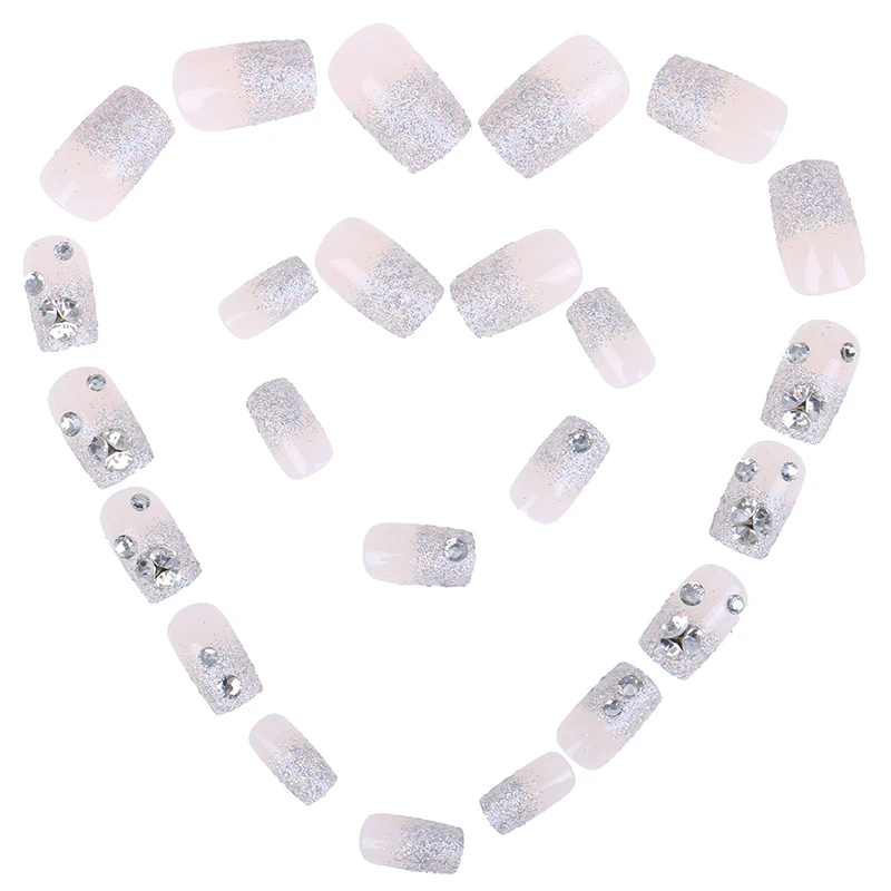 24 шт очаровательные обнаженные фиолетовые градиентные/красные 3D накладные ногти