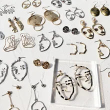 Преувеличенные полые минималистичные Контурные серьги для лица в европейском и американском стиле, забавные серьги в форме пальмовой маски, Женские Ювелирные изделия